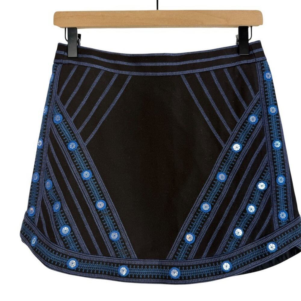 BCBGMAXAZRIA Kanya Mini Skirt Black XS Sequins Embroidered Going Out Party Event